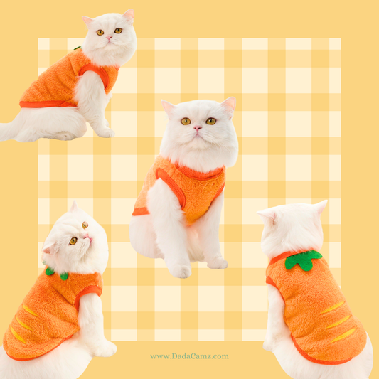 Flannel Pet Vest – Carrot Design Sleeveless Sweater for Small & Medium Dogs & Cats (Orange)