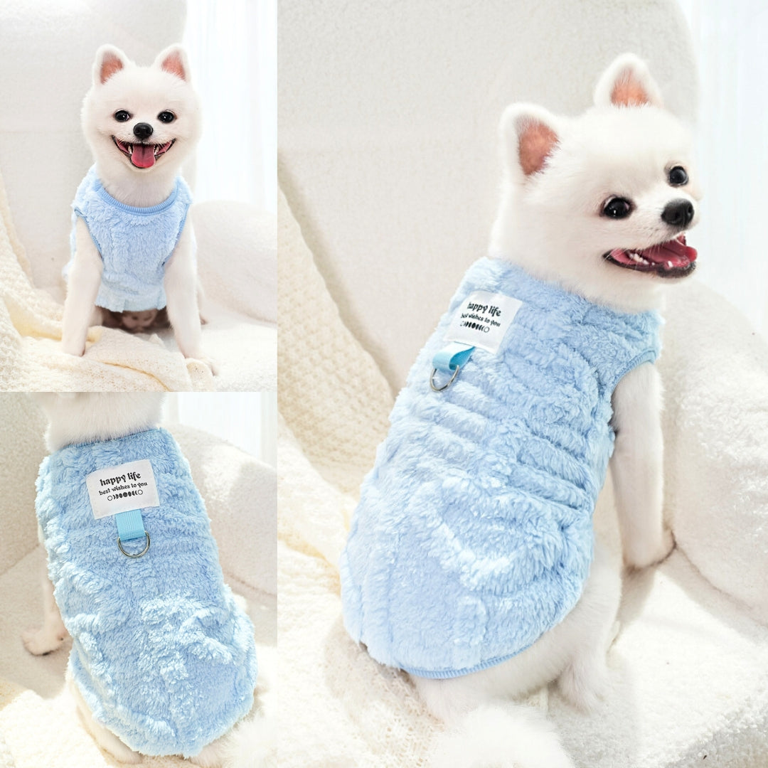 Fleece Dog Sweater with Leash Attachment – Cozy Winter Vest for Small & Medium Dogs(Pink, Blue, Yellow, Green)
