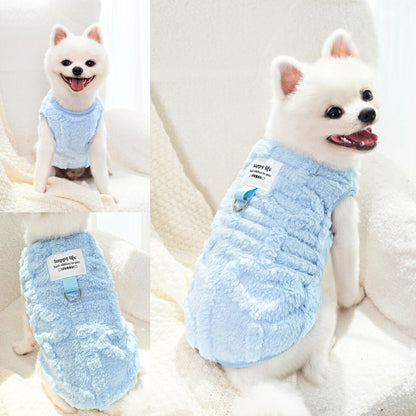 Fleece Dog Sweater with Leash Attachment – Cozy Winter Vest for Small & Medium Dogs(Pink, Blue, Yellow, Green)
