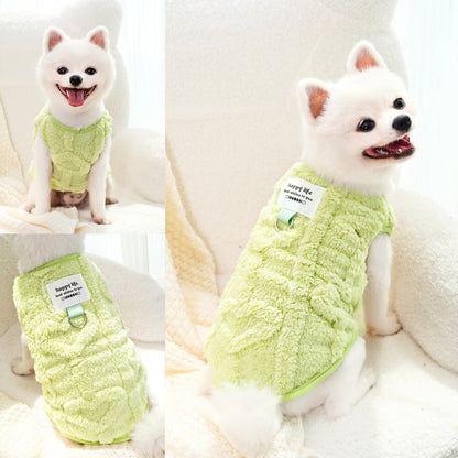 Fleece Dog Sweater with Leash Attachment – Cozy Winter Vest for Small & Medium Dogs(Pink, Blue, Yellow, Green)