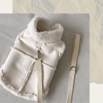 Pet Coat for Fall & Winter with Leash Attachment – Warm Jacket Vest for Small & Medium Dogss(Brown, White, Pink)