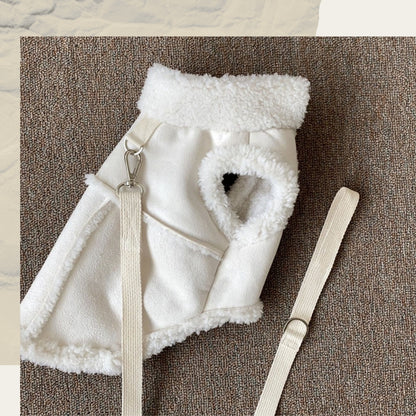 Pet Coat for Fall & Winter with Leash Attachment – Warm Jacket Vest for Small & Medium Dogss(Brown, White, Pink)