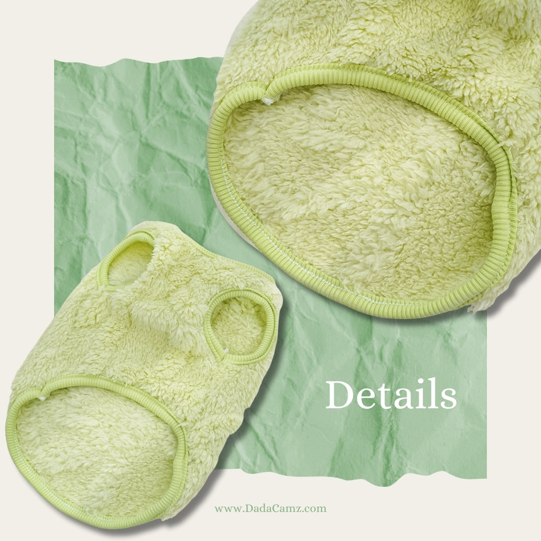 Fleece Dog Sweater with Leash Attachment – Cozy Winter Vest for Small & Medium Dogs(Pink, Blue, Yellow, Green)