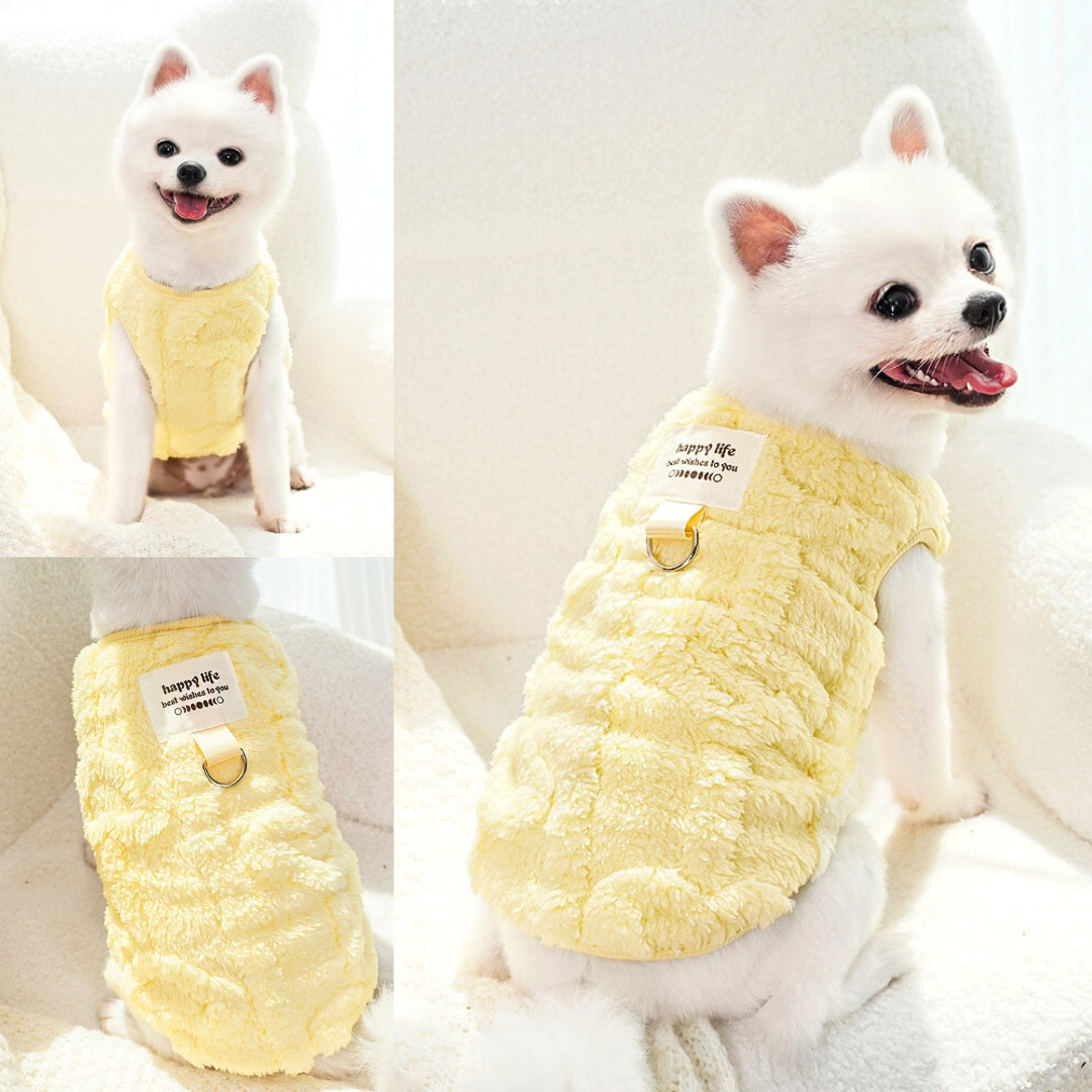 Fleece Dog Sweater with Leash Attachment – Cozy Winter Vest for Small & Medium Dogs(Pink, Blue, Yellow, Green)