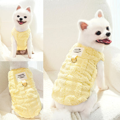 Fleece Dog Sweater with Leash Attachment – Cozy Winter Vest for Small & Medium Dogs(Pink, Blue, Yellow, Green)