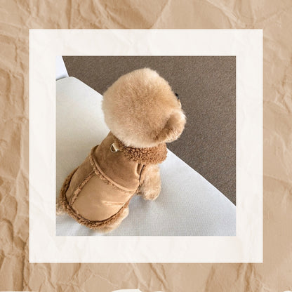 Pet Coat for Fall & Winter with Leash Attachment – Warm Jacket Vest for Small & Medium Dogss(Brown, White, Pink)