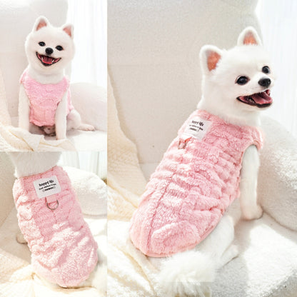 Fleece Dog Sweater with Leash Attachment – Cozy Winter Vest for Small & Medium Dogs(Pink, Blue, Yellow, Green)