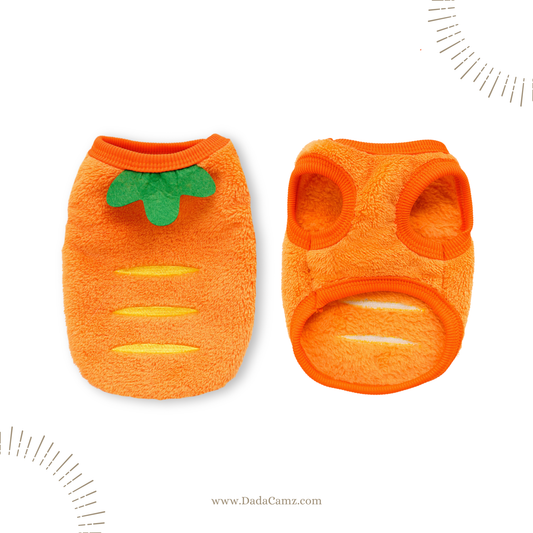 Flannel Pet Vest – Carrot Design Sleeveless Sweater for Small & Medium Dogs & Cats (Orange)