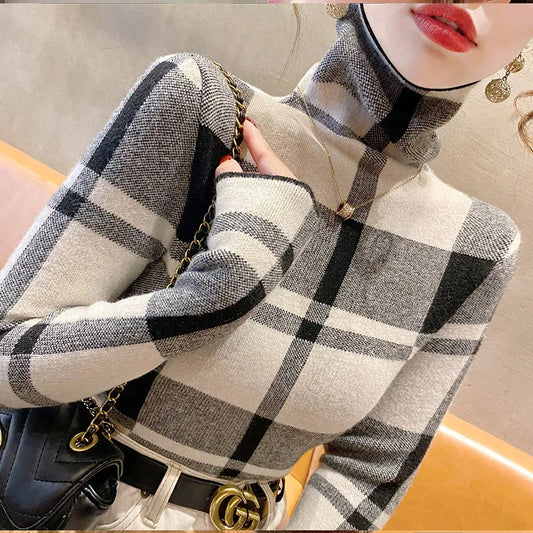 Women's Basic Soft Elastic Slim Turtleneck Wool Sweaters