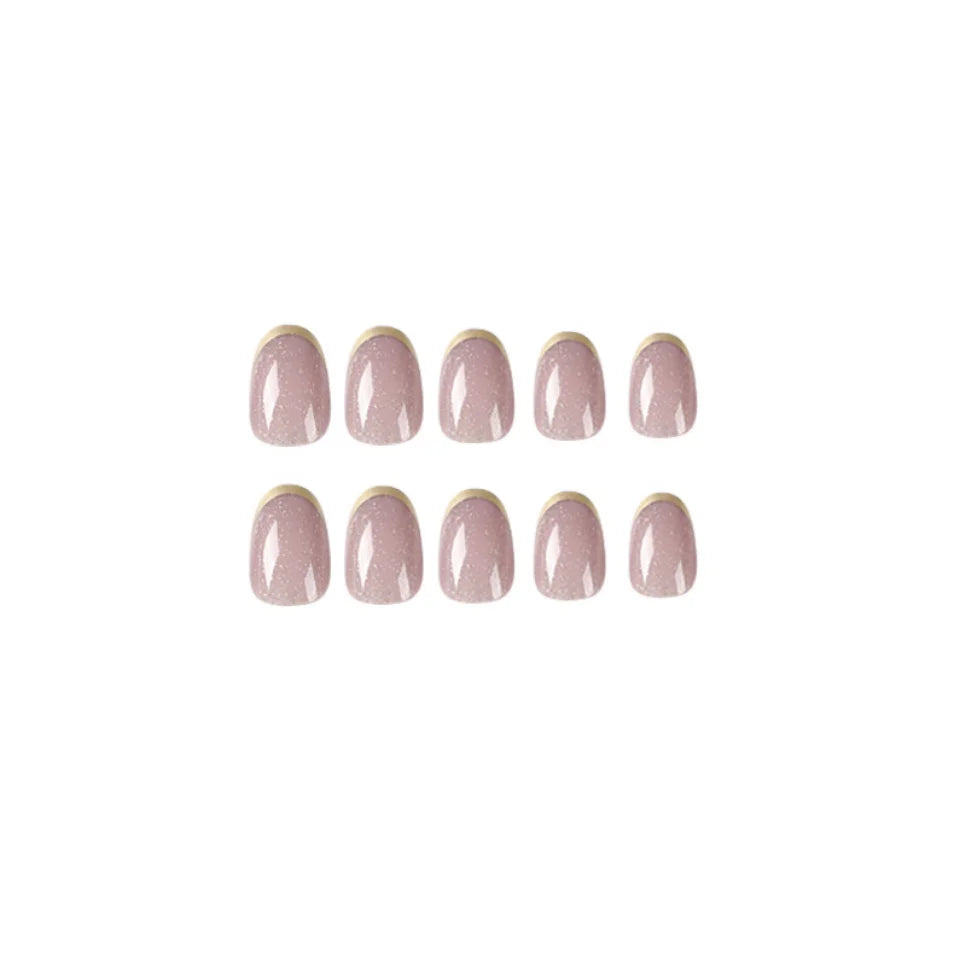 Short Glitter French Gold Edge Press on Nail