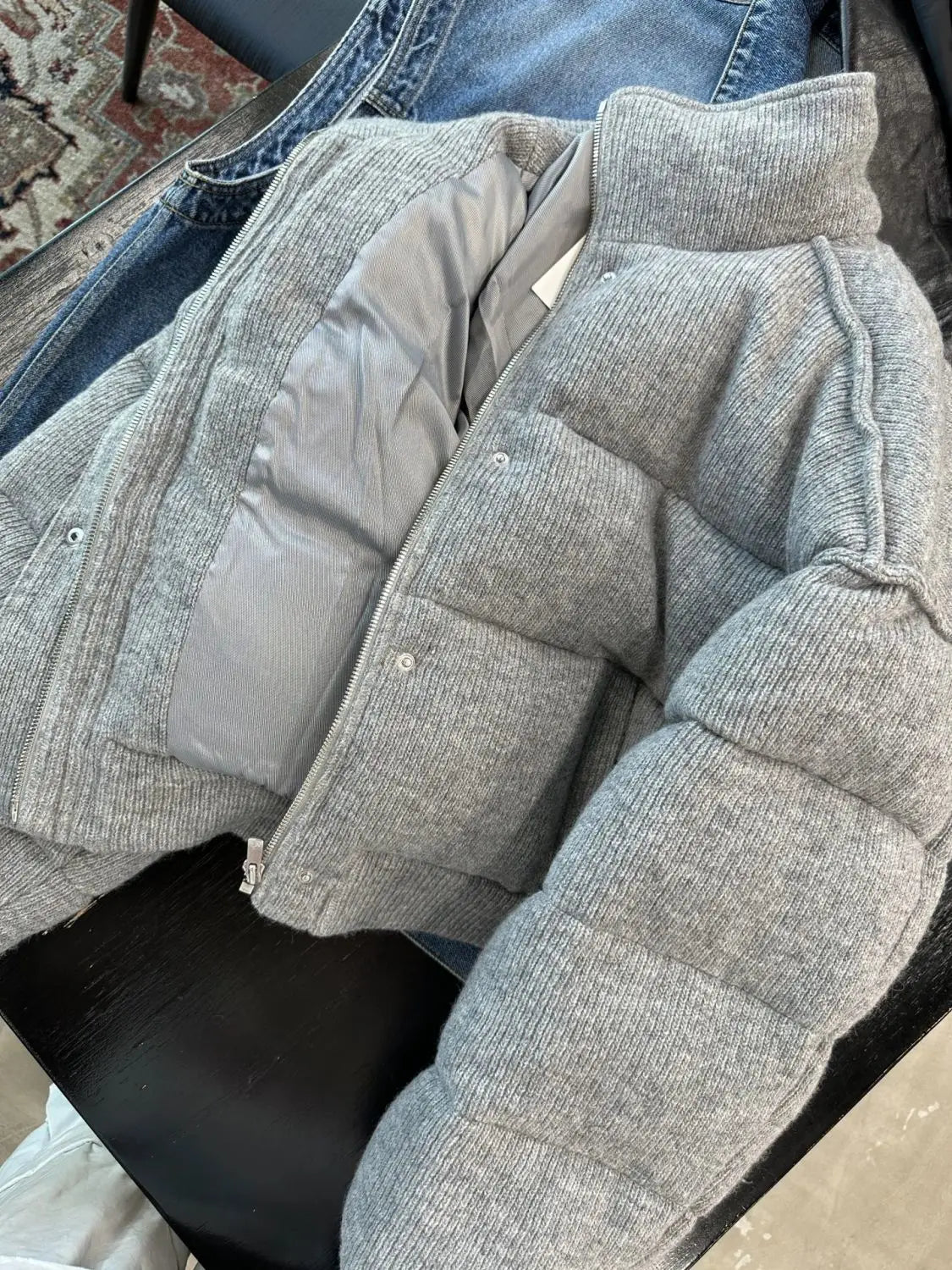 Korean Style High-end Short Gray Cotton Coat