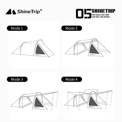ShineTrip Multifunctional Tunnel Camping Tent Lightweight Shade Sun Protection Camping Tent Large Space Oxford Cloth Tunnel Tent