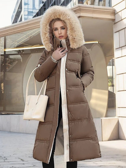 Padded Down Coats Hoodies Fur Collar With Belt