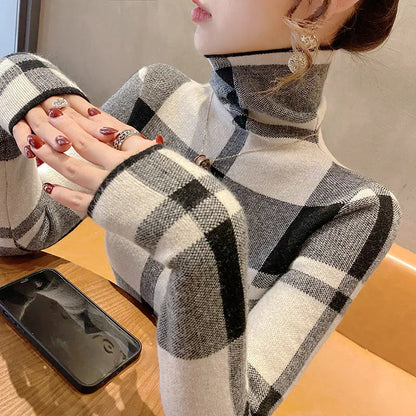Women's Basic Soft Elastic Slim Turtleneck Wool Sweaters