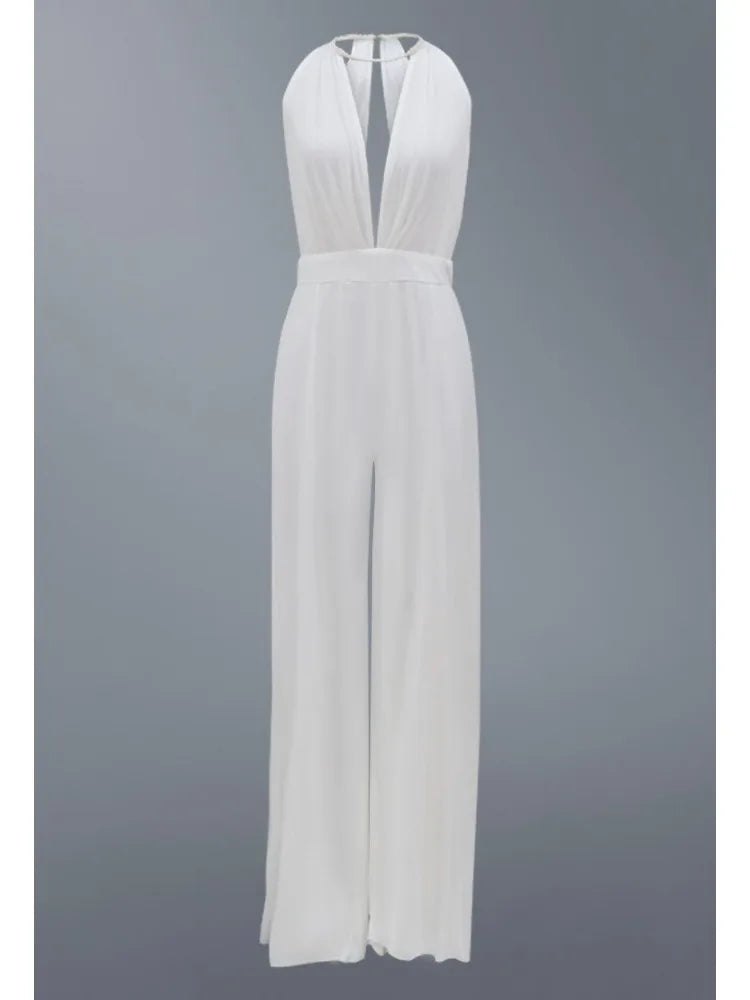 New Women's Sexy Deep V Sleeveless Backless Pants