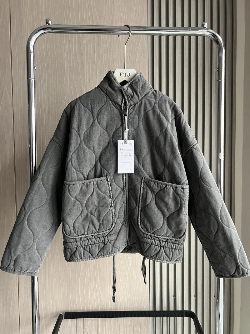 Cotton Jacket Traf 2024 New Arrival Vintage