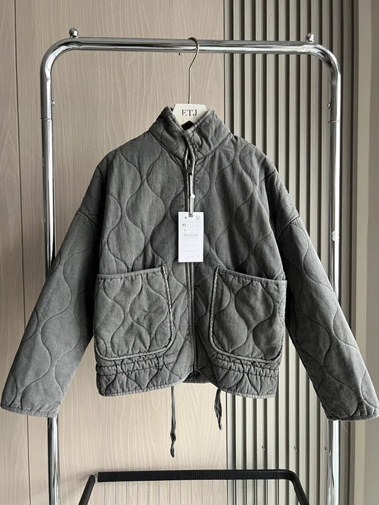 Cotton Jacket Traf 2024 New Arrival Vintage